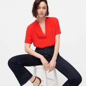 J. Crew Bright Red Short Sleeve Blouse